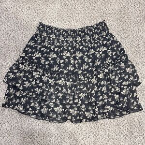 Altar'd State Black and White Floral Mini Skirt